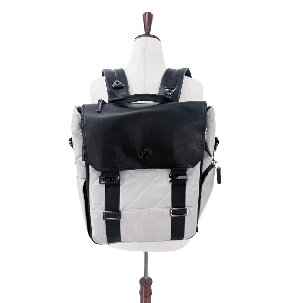 Paperclip Willow Diaper‎ Bag Backpack Cream Black Quilted with Changing Station